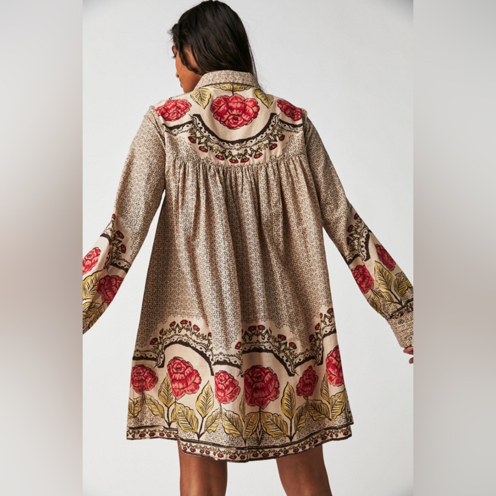 🆕Free People ‘Smell The Roses’ Button Down Mini Shirt Dress Sz M - Picture 5 of 13